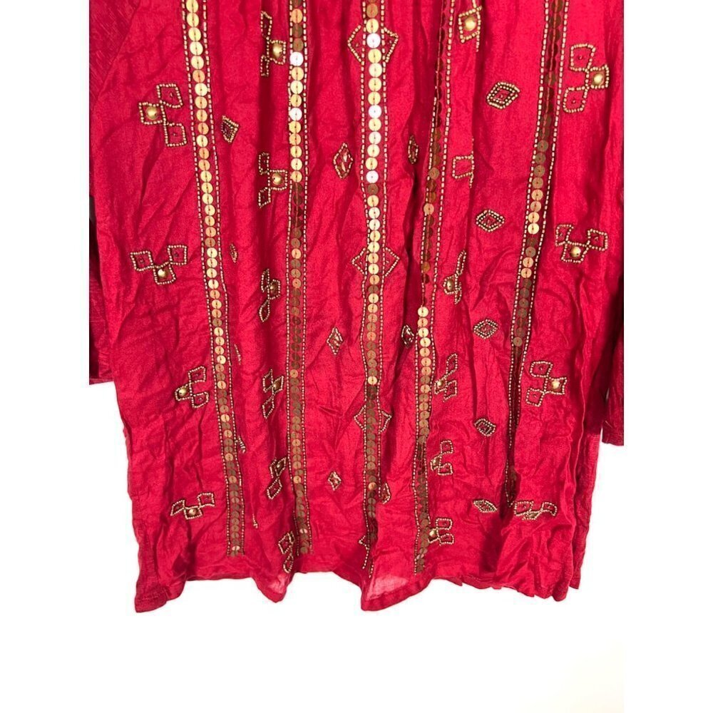 Lucky brand embellished red‎ top - Picture 3 of 7
